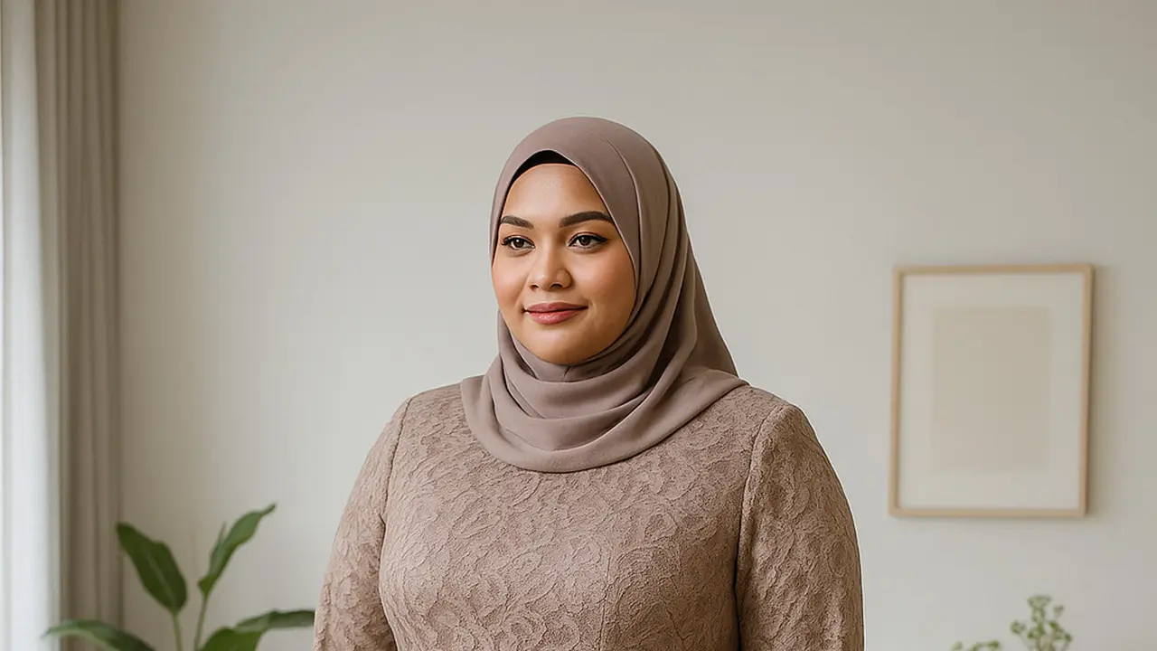 9 Rekomendasi Gamis Brokat untuk Orang Gemuk, Tampil Anggun dan Nyaman Dipakai