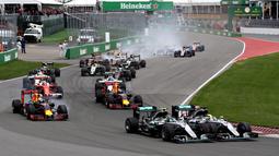 Suasana balapan F1 GP Kanada di Sirkuit Gilles Villeneuve, Kanada, Senin (13/6/2016) dini hari WIB. (AFP/Getty Images/Mark Thompson)