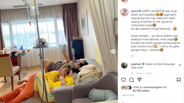 Inul Daratista rayakan Valentine di rumah sakit bersama suami dan anaknya yang sedang dirawat akibat DBD