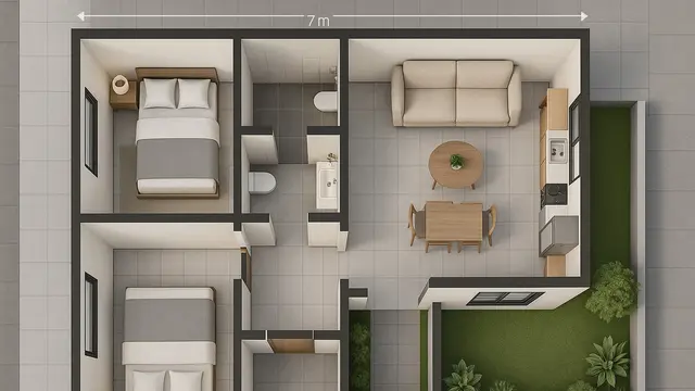 7 Desain Rumah Ukuran 7x8 2 Kamar Tidur di Perkotaan, Nyaman dan Efisien untuk Hunian Modern