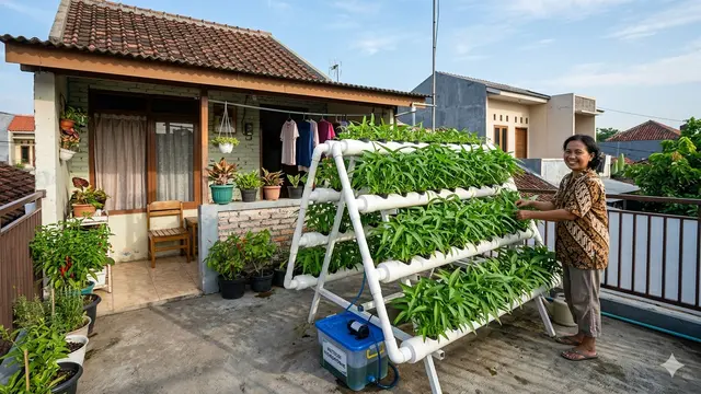 Cara Menanam Kangkung Hidroponik untuk Pemula di Rumah (AI Generated)