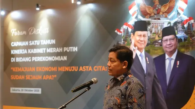Forum Diskusi Publik Capaian Satu Tahun Kinerja Kabinet Merah Putih di Bidang Perekonomian “Kemajuan Ekonomi Menuju Asta Cita: Sudah Sejauh Apa?”, Senin (20/10/2025). (Dok Kemenko Perekonomian)