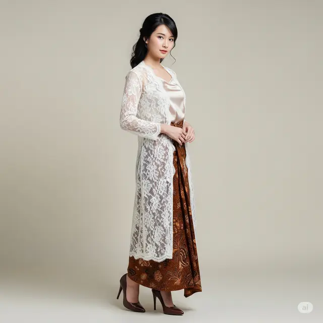 9 Model Baju Pesta Batik Kombinasi Brokat yang Mewah dan Elegan