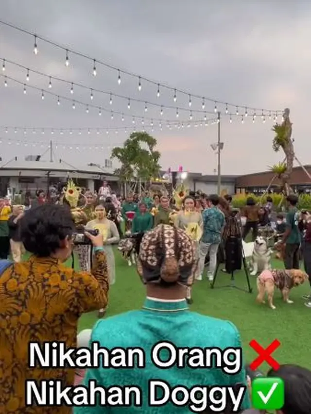6 Potret Acara Nikahan Sepasang Anjing, Berjalan Meriah Ada Pengiringnya