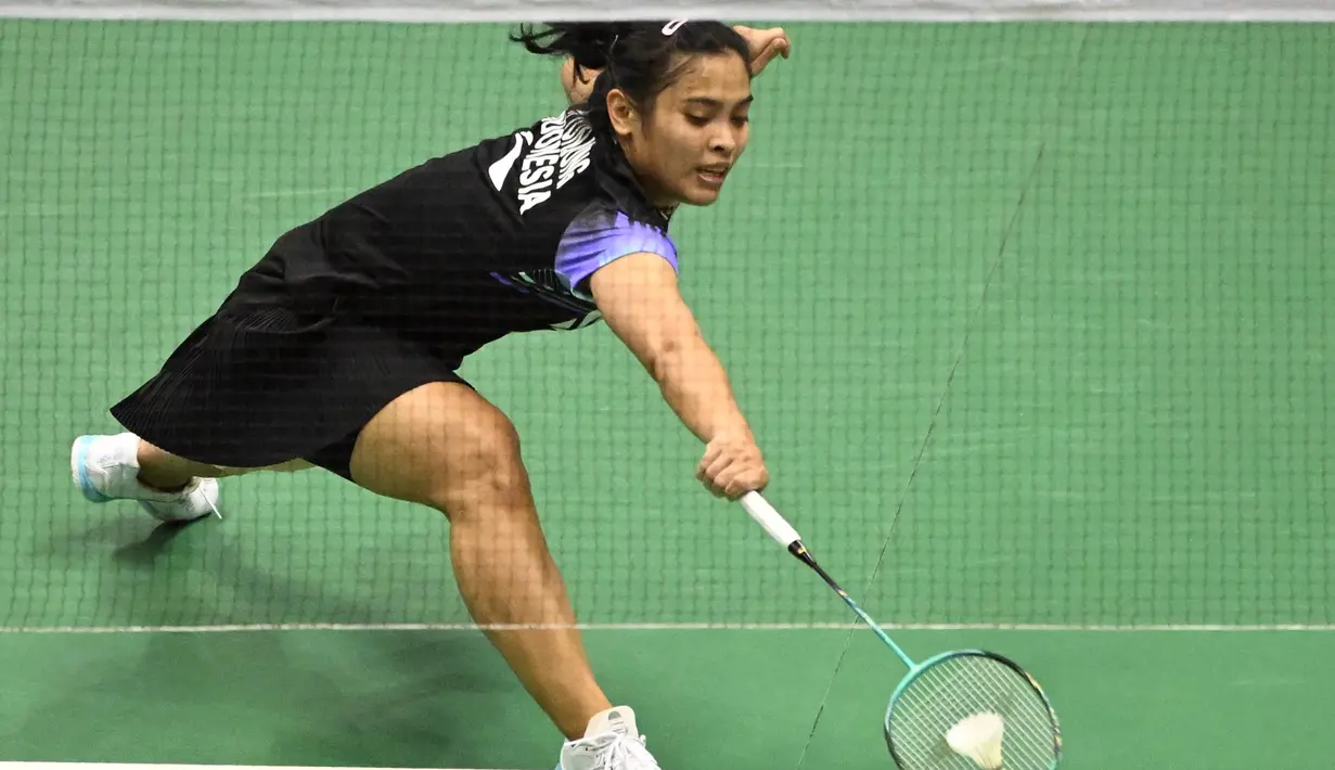 Gregoria Mariska Tunjung menjadi satu-satunya wakil tunggal putri Indonesia yang tersisa di turnamen Hong Kong Open 2023. (Peter PARKS/AFP)