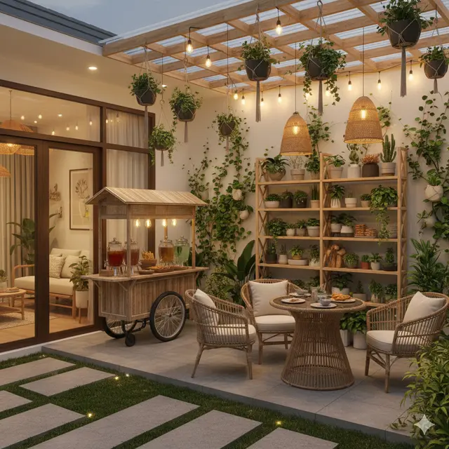 Desain Warung Ala Angkringan Modern di Teras Rumah, Nyaman dan Estetik untuk Usaha 2025