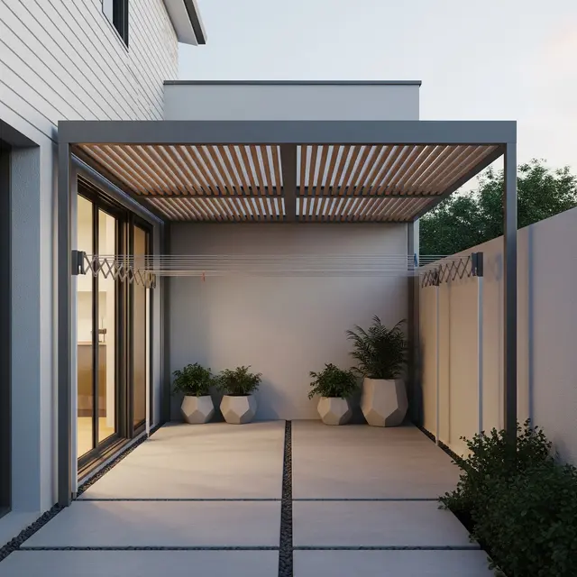 Tempat Jemur Tersembunyi untuk Rumah Minimalis (AI Generated)