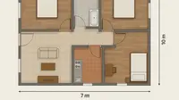 7 Desain Rumah Ukuran 7x10 Sederhana 3 Kamar Tidur, Nyaman dan Fungsional di 2025