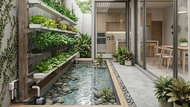 Kolam Panjang di Bawah Rak Hidroponik