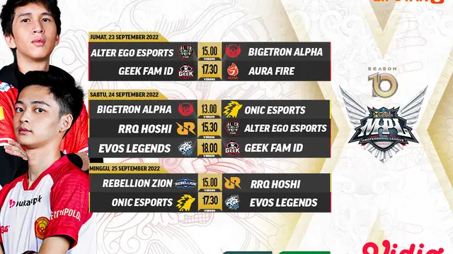 Jadwal dan Link Streaming MPL Indonesia Season 10 Matchweek 7 di Vidio, 23-25 September 2022