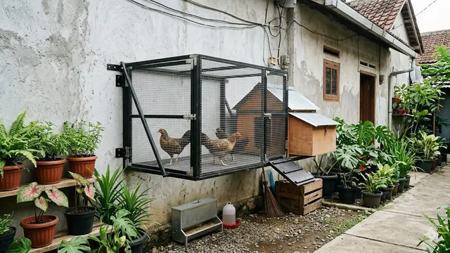 Cara Membuat Kandang Ayam Menempel Tembok yang Hemat Tempat