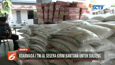 Koarmanda I TNI AL kembali kirimkan bantuan untuk korban bencana di Sulawesi Tengah berupa bahan pangan, tenda, dan genset.