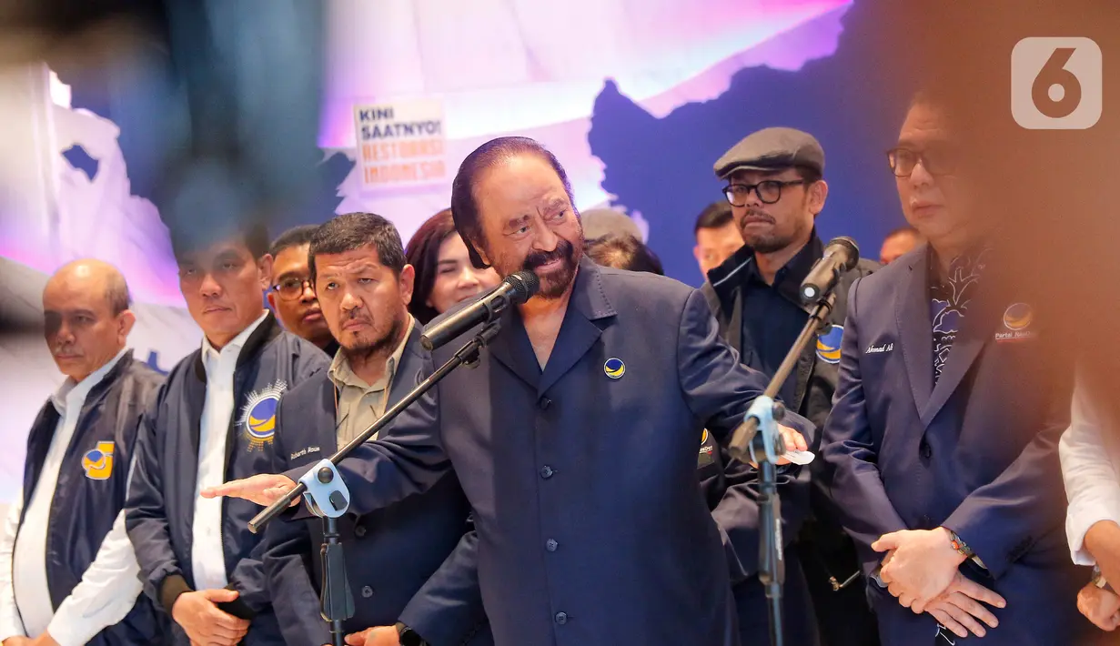Surya Paloh menegaskan, pihaknya tetap menganut praduga tak bersalah. (Liputan6.com/Angga Yuniar)