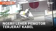 Insiden menegangkan dialami pemotor di Jl. Caringin, Sukabumi. Lehernya tersangkut kabel saat berkendara. Menurut informasi, kabel tersebut merupakan kabel yang tak lagi aktif.