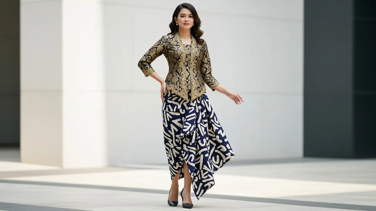Model Atasan Brokat Timeless dengan Rok Batik Lilit Kekinian