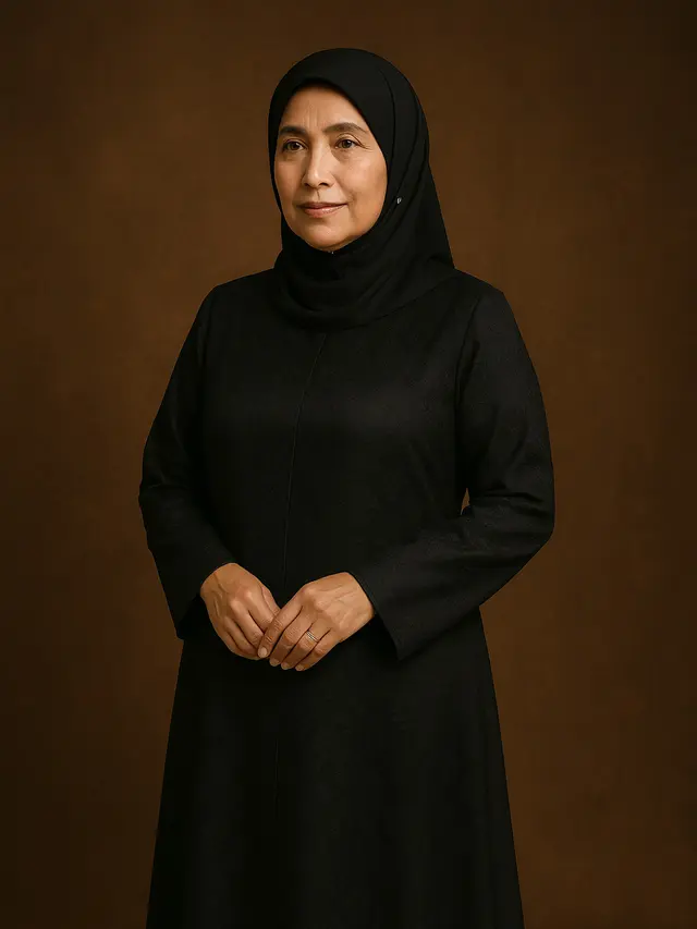 7 Pilihan Gamis Hitam Simpel Terbaru untuk Usia 50-an, Tampil Stylish dan Awet Muda (sumber: AI)