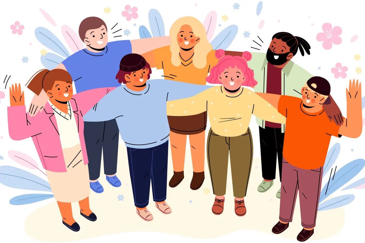 Ilustrasi kemanusiaan, solidaritas, toleransi