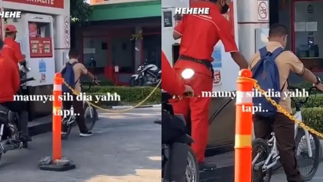 6 Potret Bocah Saat di Pom Bensin Ini Tingkahnya Bikin Senyum