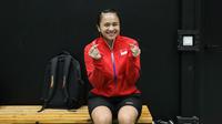 Pemain Indonesia, Melati Daeva Oktaviani, di Finlandia, Jumat (24/9/2021), jelang Piala Sudirman 2021. (PBSI)