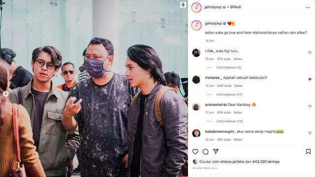 Unggah Foto Bareng Ardhito Pramono, Jefri Nichol Malah Tuai Cibiran.  (instagram.com/jefrinichol)