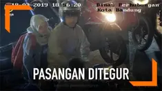 Sebuah rekaman closed-circuit television (CCTV) memperlihatkan sepasang muda-mudi tengah berboncengan naik sepeda motor viral di media sosial lantaran melanggar lalu lintas.