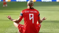 Erling Haaland #9 dari Timnas Norwegia merayakan gol pertama timnya selama pertandingan Grup I Piala Dunia 2026 antara Irak dan Norwegia di Stadion Boston pada 16 Juni 2026 di Foxborough, Massachusetts. (Justin Setterfield/Getty Images via AFP)