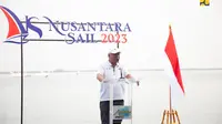 Menteri Pekerjaan Umum dan Perumahan Rakyat (PUPR) Basuki Hadimuljono melepas para peserta Nusantara Sail 2023 di Pantai Ancol, Jakarta Utara, Sabtu (9/9/2023). (Dok Kementerian PUPR)