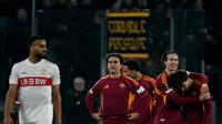 Momen AS Roma kalahkan Stuttgart di ajang Liga Europa. (Filippo MONTEFORTE / AFP)