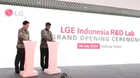 Presiden LG Home Entertainment Company, Park Hyoung-sei saat meresmikan pembukaan LGE Indonesia R&D Lab terbarunya di Cibitung, Bekasi, Jawa Barat.