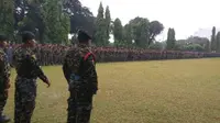 Pasukan Banser NU saat mengikuti apel kebangsaan. (Liputan6.com/Taufiqurrohman)