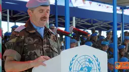Citizen6, Lebanon: Bertindak selaku Inspektur Upacara (Irup), Komandan Sektor Timur UNIFIL  Brig Gen Miguel Alcaniz Comas. Rangkaian upacara diawali dengan masuknya Irup, pengibaran bendera PBB, Lebanon dan Nepal. (Pengirim: Badarudin Bakri)