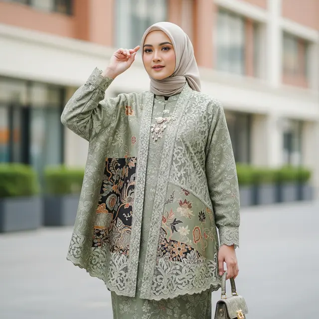 Gamis Batik Brokat Kekinian untuk Tren 2026 (Gemini AI)