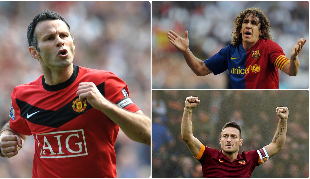 Sebagai pemain bintang sepak bola tentu banyak mendapat godaan dan tawaran untuk berpindah ke klub lain. Namun, beberapa pemain bintang justru loyal dan bertahan untuk pindah klub. Berikut 6 pemain bintang yang setia membela satu klub sepanjang kariernya. (kolase foto AFP)