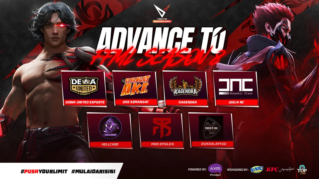 7 tim yang lolos di FFNS bakal berlaga di FFML Season 8 pada September 2023 mendatang (Garena)