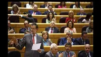 Perdana Menteri Spanyol Mariano Rajoy memberikan pernyataan selama sesi kontrol kabinet mingguan di Senat di tengah Madrid 28 Oktober 2014.
