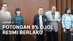 Potongan aplikator 8 persen akan berlaku pada 1 Juli mendatang. Sebelumnya aplikator memungut potongan hingga 20 persen pada pengendara. Hal ini yang pernah dituntut sebelumnya oleh Presiden Prabowo Subianto supaya memperhatikan nasib pengendara ojol...