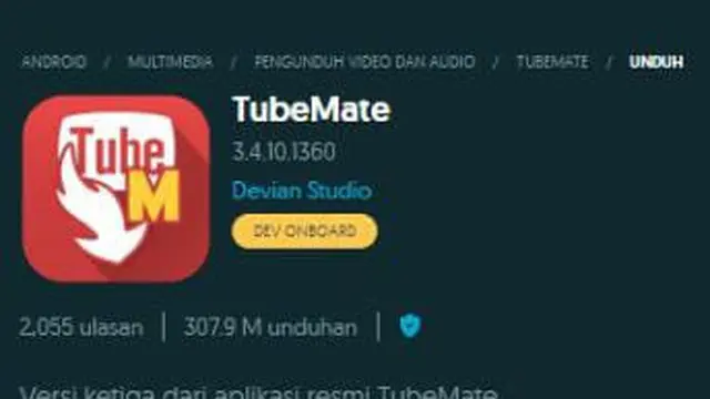 Potret aplikasi TubeMate (Sumber: uptodown)