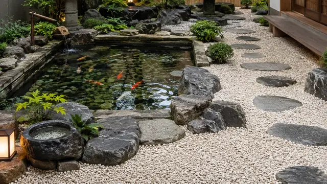 Inspirasi Kolam Ikan untuk Teman Menghabiskan Masa Pensiun di Rumah (AI)