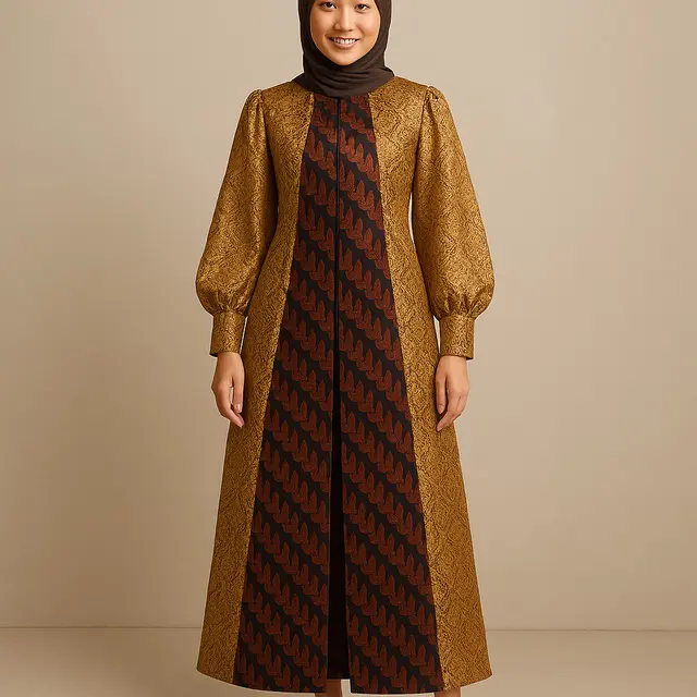 Model Batik Brokat Kombinasi Lengan Panjang Belah Tengah Terbaru 2025/Ilustrasi AI