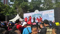 Ajang Siberkreasi Netizen Fair 2017 yang digelar di kawasan CFD, Jalan Sudirman, Jakarta Selatan, Minggu (5/10/2017). (Liputan6.com/Ika Defianti)