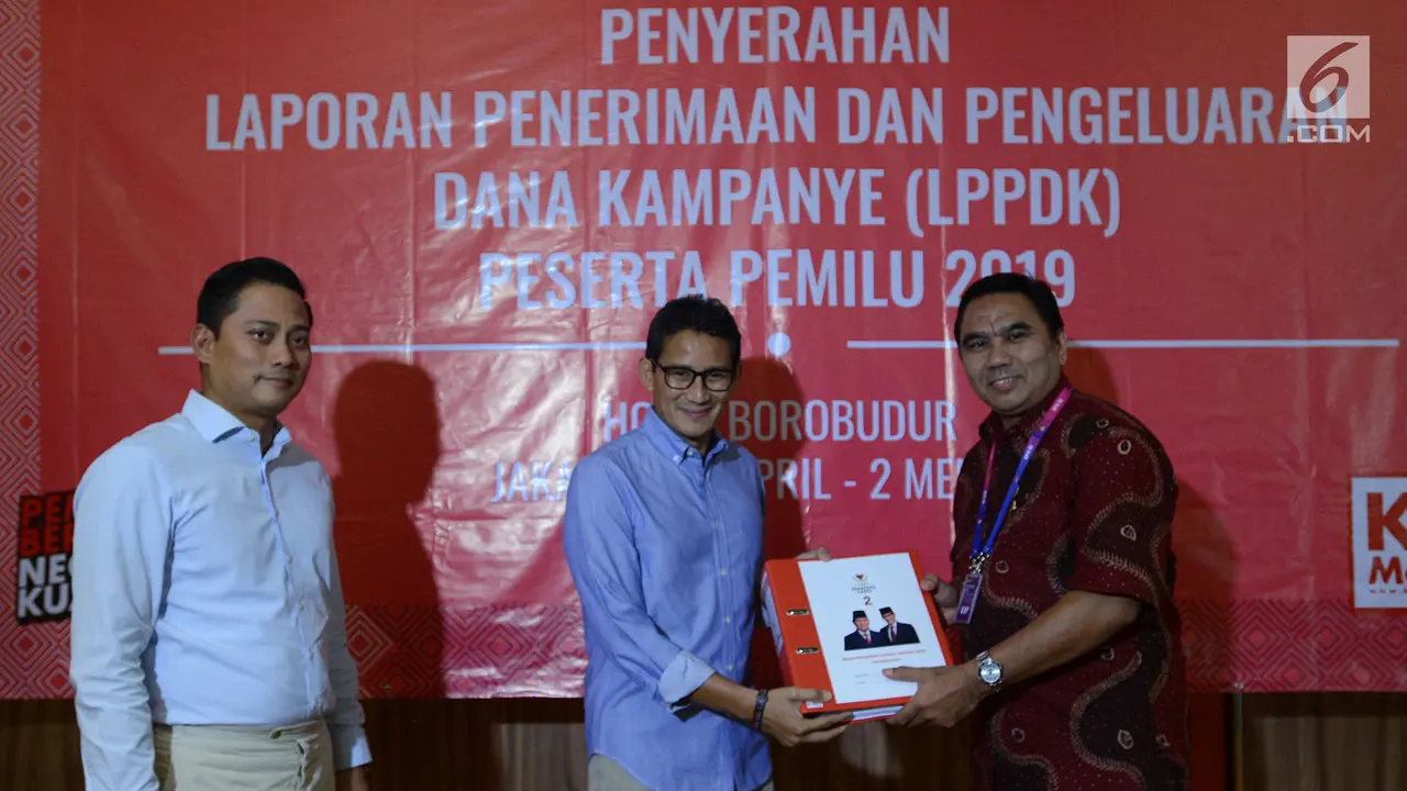 Sandiaga Uno Laporkan Dana Kampanye Pilpres 2019
