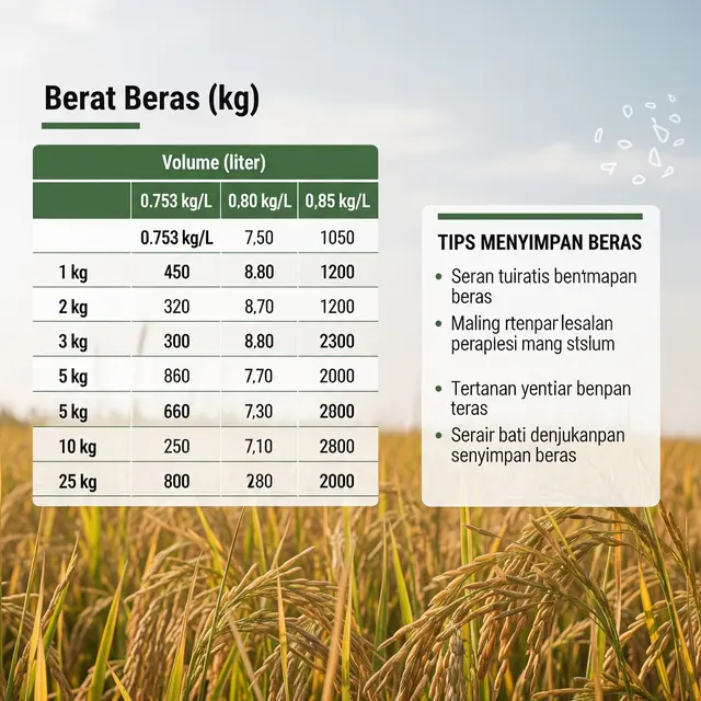 5 Kg Beras Berapa Liter: Tabel Konversi Beras dari Kg ke Liter dan Tips Menyimpan Beras