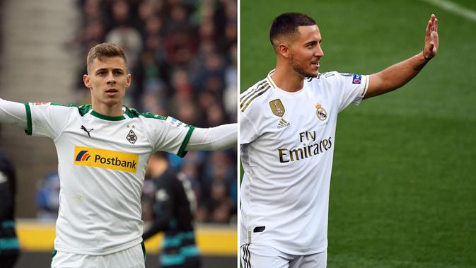Thorgan dan Eden Hazard (kolase foto dari AFP)
