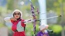 Kepastian emas tersebut datang dari cabang panahan nomor individual recurve putri, melalui penampilan impresif Diananda Choirunisa. (Bola.com/Bagaskara Lazuardi)