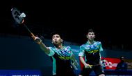 Ganda putra Indonesia Sabar Karyaman Gutama/Moh Reza Pahlevi Isfahani menang atas rekannya Raymond Indra/Nikolaus Joaquin pada babak 32 besar Malaysia Open 2026 di Stadium Axiata Arena, Rabu (7/1). (foto: PBSI)
