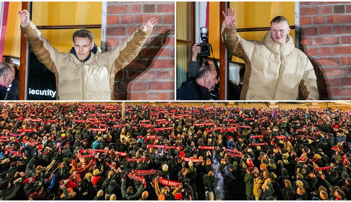 Puluhan ribu orang berkumpul di depan balai kota Oslo saat menyambut para pemain dan staf pelatih Norwegia. Mereka merayakan keberhasilan Norwegia lolos ke Piala Dunia 2026 sekaligus mengakhiri penantian selama 28 tahun.