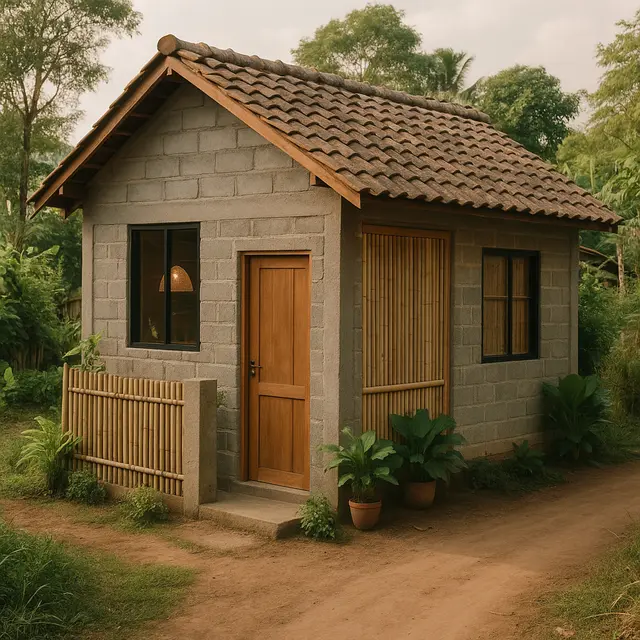 Model Rumah Kecil Tapi Cantik 3x6 Meter dari Bambu dan Batako
