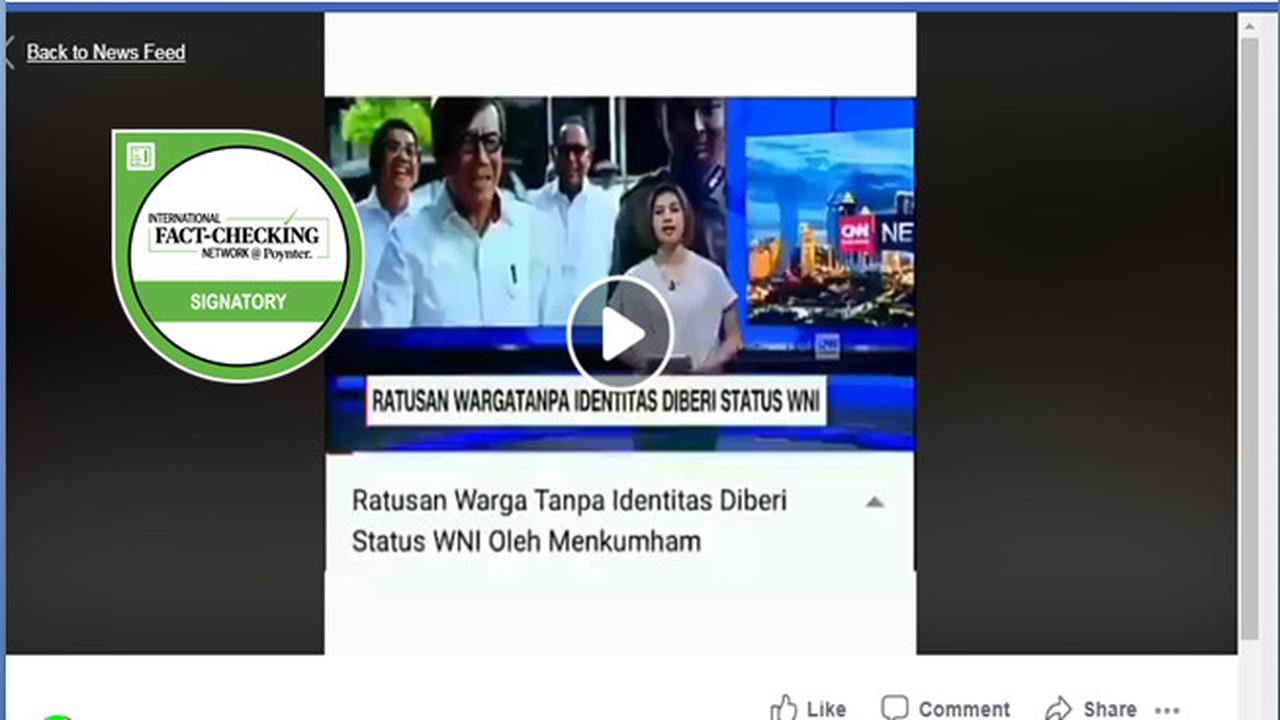 [Cek Fakta] Kemenkumham Berikan Status WNI pada Ratusan Warga Tanpa Identitas