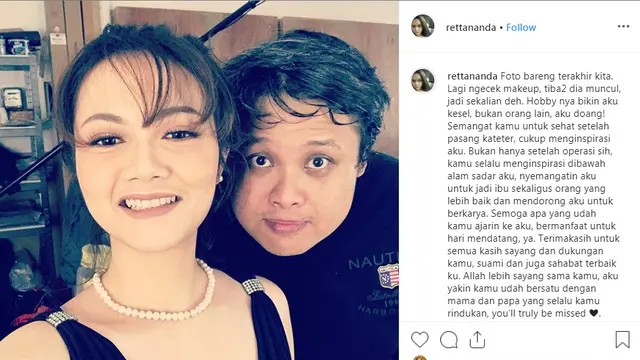 Kenangan Reitha Ananda bersama Cecep Reza (Foto: Instagram/@rettananda)