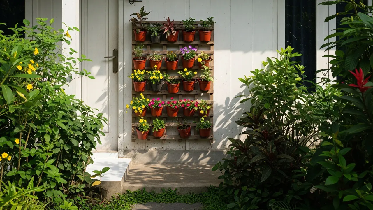 Model Kebun Dinding dari Bahan Daur Ulang